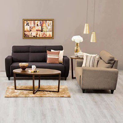 Home Centre 5 Seater Helios Emily Fabric Sofa Set| Fabric Sofa Set| (Beige) |1 Year Warranty