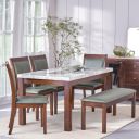 Home Centre 6 Seater Harmony Rubber Wood Dining Set with 4 Chairs and 1 Bench (Brown)...
