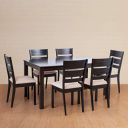 Home Centre 6 Seater Montoya Solid Wood Dining Set with 6 Chairs | Solid Wood Dining Table Sets for Dining Room|(Brown) 1 Year Warranty...