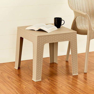 Home Centre Abigail Beige Textured Polypropylene Square End Table
