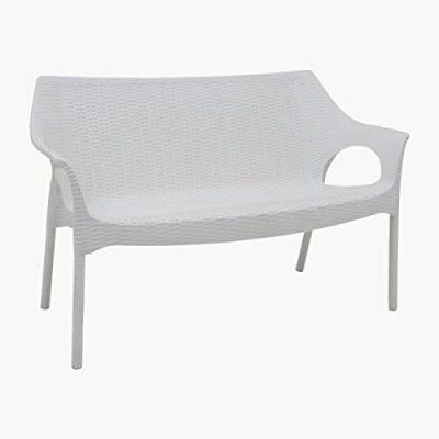 Home Centre Abigail White Textured Polypropylene Outdoor Loveseat