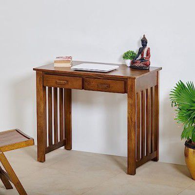 Home Centre Adana Mango Wood Study Desk with Drawers - Walnut