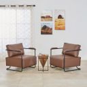 Home Centre Ajax Brown Solid Mango Wood 2-Seater Tea Table Set with 2 Faux Leather Upholstered Chairs...