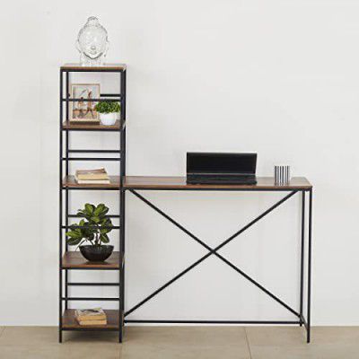 Home Centre Ajax Brown Mango Wood Book Case with Writing Table