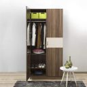 Home Centre Akron Brown Compressed Wood Crystal 2-Door Wardrobe- 100 cm L x 63 cm W x 212.5 cm H...