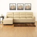 Home Centre Albury Solid Left-Side Corner Sofa - Beige, Faux Leather, Pine Wood...