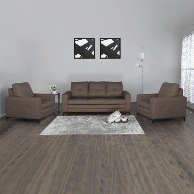Home Centre Allen Brown Quilted Fabric Upholstered 3+1+1 Seater Sofa Set
