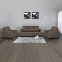 Home Centre Allen Brown Quilted Fabric Upholstered 3+1+1 Seater Sofa Set...