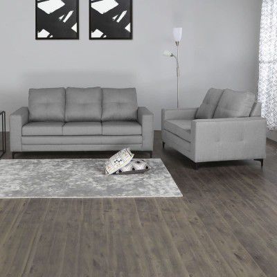 Home Centre Allen Grey Quilted Fabric Upholstered 3+2 Seater Sofa Set
