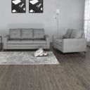 Home Centre Allen Grey Quilted Fabric Upholstered 3+2 Seater Sofa Set...