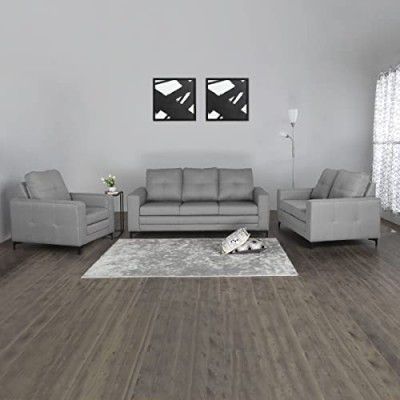 Home Centre Allen Grey Quilted Fabric Upholstered 3+2+1 Seater Sofa Set