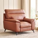 Home Centre | Aprilla NXT Half Leather 1-Seater Sofa | Sofa for Living Room | Solid Wood | Tan | 1 Year Warranty...
