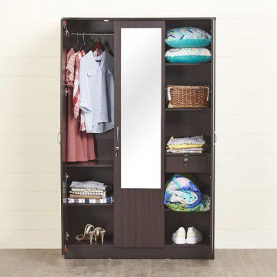 Home Centre Arvis Brown Engineered Wood Wardrobe with Mirror