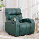[Extra ₹9750 OFF] Home Centre | Asher Faux Leather 1-Seater Recliner | Recliner for Living Room | Solid Wood | Green | 2 Year Warranty...