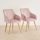 Home Centre Bella Pink Textured Fabric Dining Chair - Set of 2...