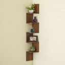Home Centre Bergen Brown Zig-Zag Engineered Wood Wall Shelf- 20x129.5cm...