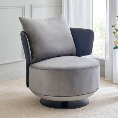 Home Centre Bianca Fabric Swivel Accent Chair - Grey