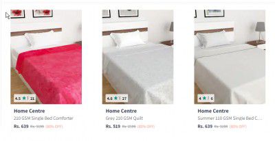 Home Centre Blankets & Quilts at Minimum 80% off