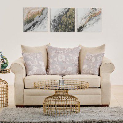 Home Centre Botanical Fabric 2-Seater Sofa - Beige