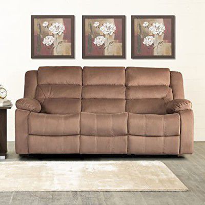 Home Centre Cairo Fabric 3-Seater Recliner - Brown, 3-Person Sofa