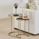 Home Centre Caliban Gold Solid Metal Nesting Tables - Set of 2...