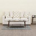 Home Centre Cane Connection Beige Solid Cotton Linen Three Seater Sofa - Length 205cm...