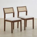 Home Centre Cane Connection Terra Brown Mango Wood Dining Chair - Set of 2...