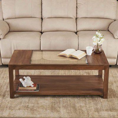 Home Centre Cane Connection Brown Mango Wood Rectangular Coffee Table