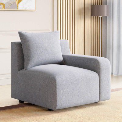 Home Centre Chrono Solid Wood Fabric 1-Seater Right Arm Sofa – Grey