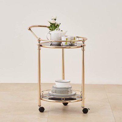 Home Centre Cora Gold Mild Steel Serving Trolley