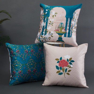 Home Centre Corsica Bela Floral Printed Cushion Cover - 40x40cm - Set of 3