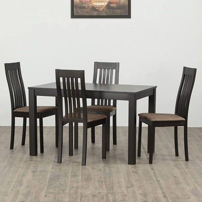 Home Centre Diana Beechwood Veneer Finish 4-Seater Dining Table with 4 Chairs (Walnut)