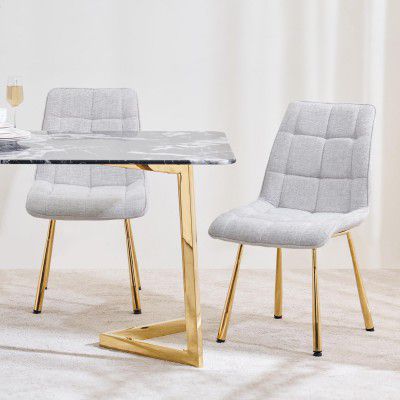 Home Centre Dining Chair Bianca Metal 2 Dining Chairs (Grey) 1 Year Warranty