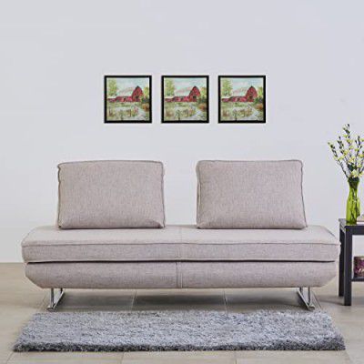 Home Centre Ebony Beige Textured Fabric Sofa Bed with 2 Back Rest - 201cm