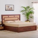 Home Centre Elsa Daisy Queen Bed with Hydraulic Storage - Brown...
