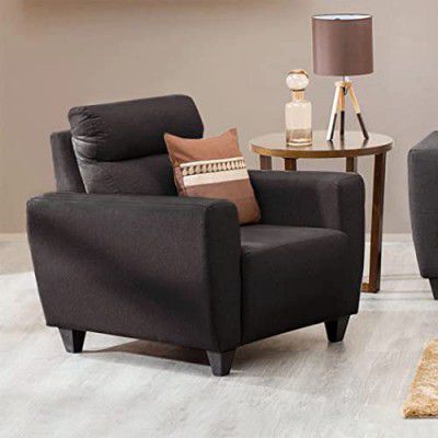 Home Centre Emily Polyester Straight Sectional 1 Seater sofa Chair (Brown)