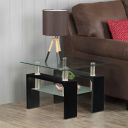 Home Centre Finn Tempered Glass Top End Table - Black...