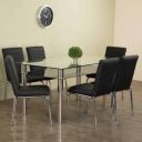 Home Centre Floris Set of 6 Faux Leather Dining Chairs - Black...