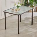 Home Centre | Fullerton Glass Top 4-Seater Dining Table | Dining Set for Home | Metal | Brown | 1 Year Warranty...
