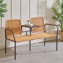 Home Centre | Fullerton | Polyrattan 2-Seater Love Seat with Tray | Outdoor Furniture | Brown | 1 Year Warranty...