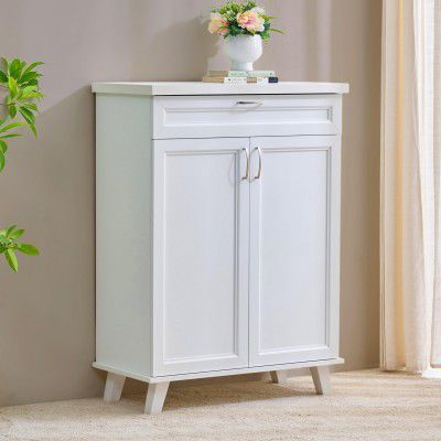 Home Centre | Helios Alton 12 Pairs Shoe Cabinet with Drawer | Engineered Wood | White | 1 Year Warranty