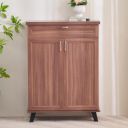Home Centre Helios - Alton Two Door Shoe Cabinet with ONE Drawer- Walnut...