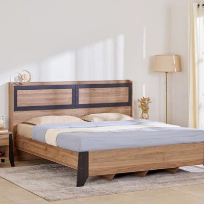 Home Centre Helios Amberly King Bed |Engineered Wood King Bed| (Brown) |1 Year Warranty