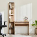 Home Centre Helios Amberly Study Desk with 5-Tier Shelf - Brown...