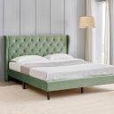 Home Centre | Helios Bravo Roxy Upholstered King Size Bed Without Storage | Engineered Wood | Green | 1 Year Warranty...