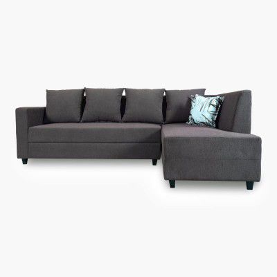 Home Centre Helios Ciro Brown Fabric 6 Seater Right Corner Sofa