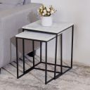 Home Centre Helios Esquire Marble Top Nest of 2 Tables - White...