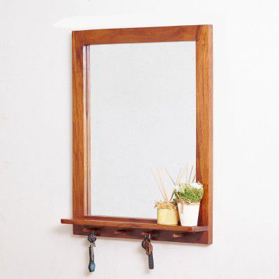 Home Centre Helios Fleek Sheesham Wood Wall Mirror - Brown