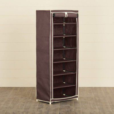 Home Centre Helios Footon Brown Fabric Collapsible SevenShelf Shoe Rack