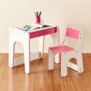 Home Centre Helios Jackie Pink Engineered Wood Kids Study Table with Chair...